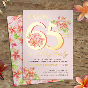 Frangipani floral pink orange 65th birthday party