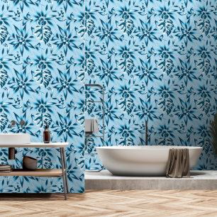 Frangipani flower and tropical plant foliage wallpaper