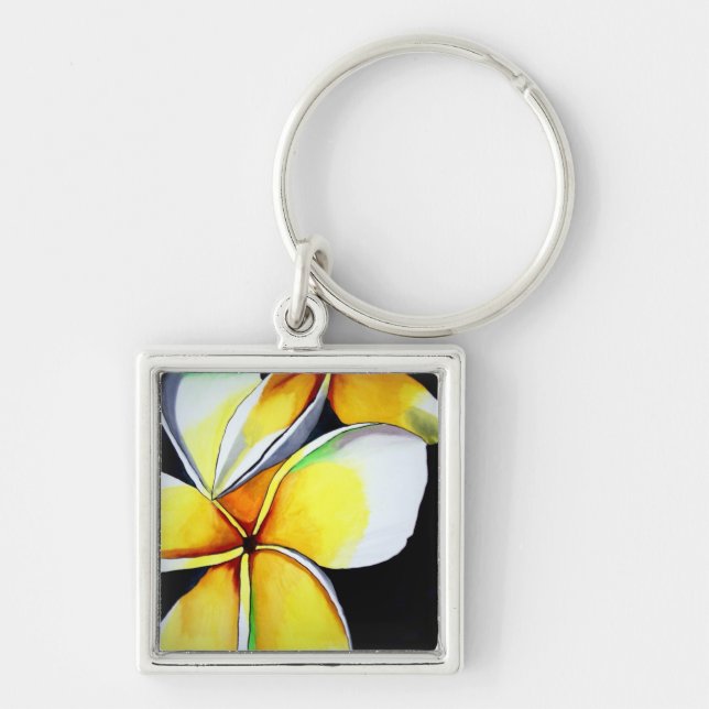 Frangipani flower art key chain (Front)