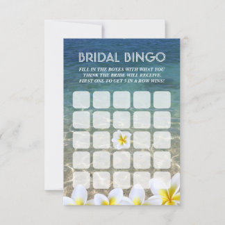 Frangipani Flower Beach Wedding Bridal Bingo Cards