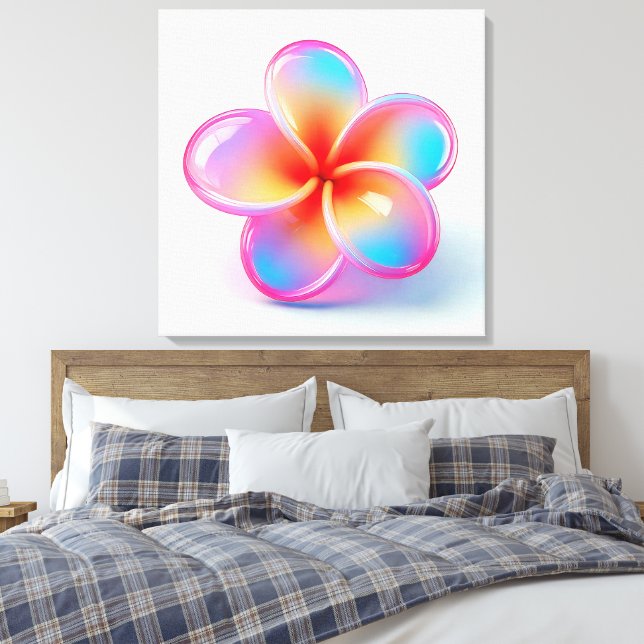 Frangipani Flower Canvas Art Print (Insitu(Bedroom))