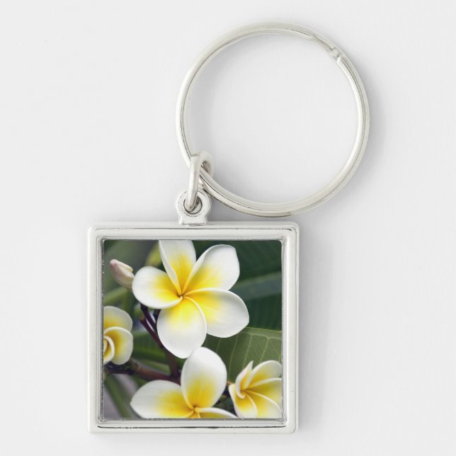 Frangipani flower Cook Islands Key Ring (Front)