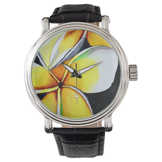 Frangipani flower watch by Sacha Grossel Art (Front)