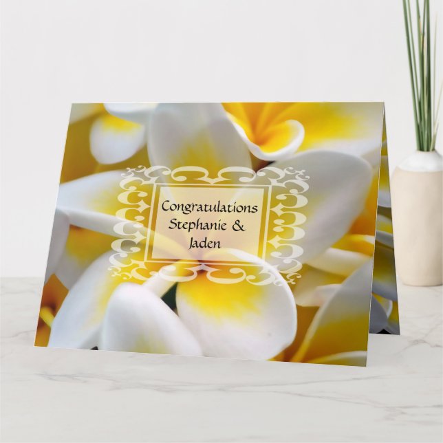 Frangipani flower wedding congratulations card (Front)