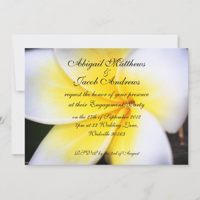 Frangipani Flowers Engagement Party Invitation (Front)