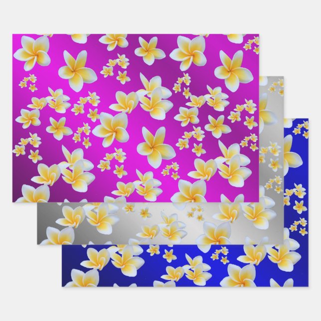 frangipani, petal, flower, design, blossom, plumer wrapping paper sheet (Set)