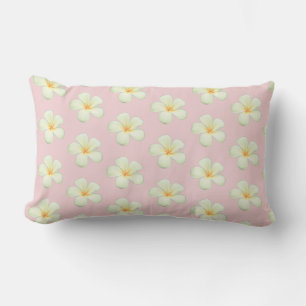  Frangipani Plumeria Flowers on Light Pink Lumbar Cushion