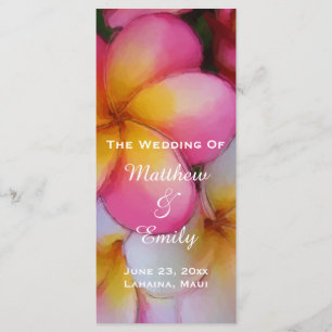 Frangipani Plumeria Flowers Wedding Program Programme