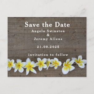 Frangipani / Plumeria Save The Date Wedding Card