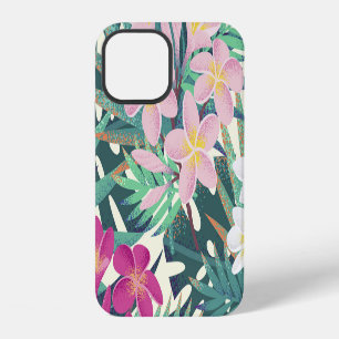 Frangipani Tropical: Pink-White Vintage. iPhone 12 Case