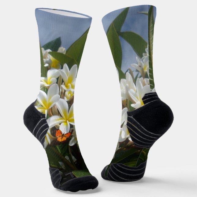 Frangipanis With Butterfly, Socks (Angled)