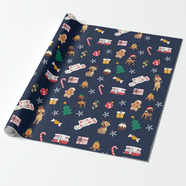 Frank & Baxter Christmas Wrapping Paper - Navy (Unrolled)