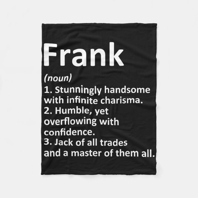 Frank Definition Personalised Name Funny Birthday  Fleece Blanket (Front)