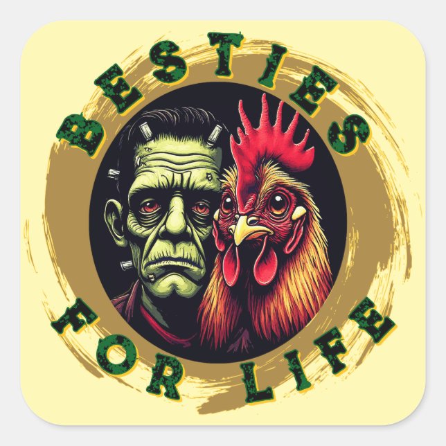 "Frank & Earl Besties" Chessy Chicken Selfies Square Sticker (Front)