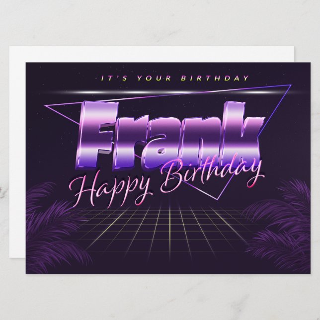 Frank Last Name First Name purple retro card birth (Front/Back)