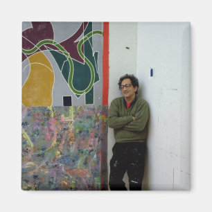 Frank Stella beside one of his works Magnet