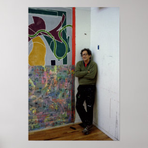 Frank Stella beside one of his works Poster