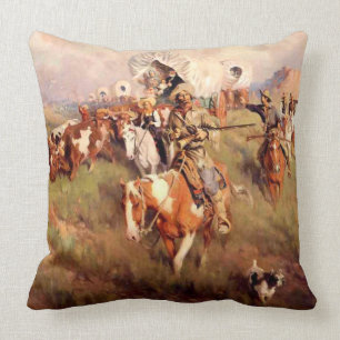 Frank Tenney Johnson Western Art "Ever Westward" Cushion