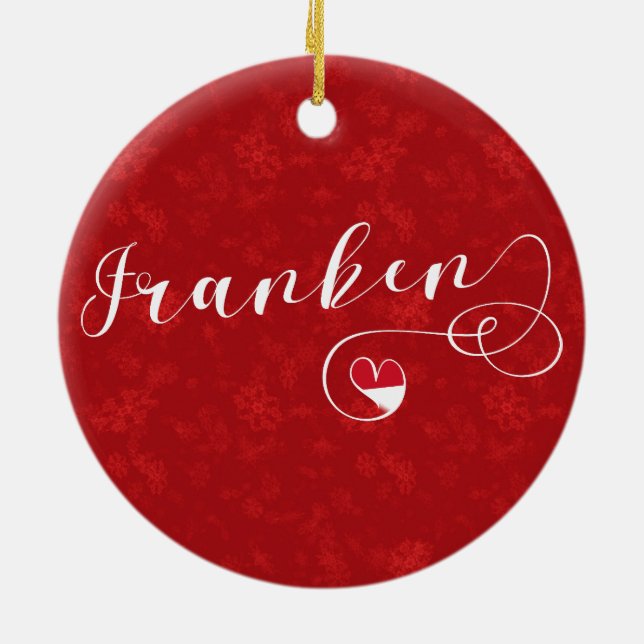 Franken, Franconia Flag Heart, Franconian Ceramic Tree Decoration (Back)