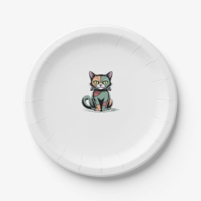FrankenCat Oversized T-Shirt Paper Plate (Front)