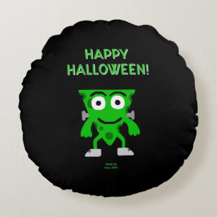 FrankenCheese Halloween Greetings Round Pillow