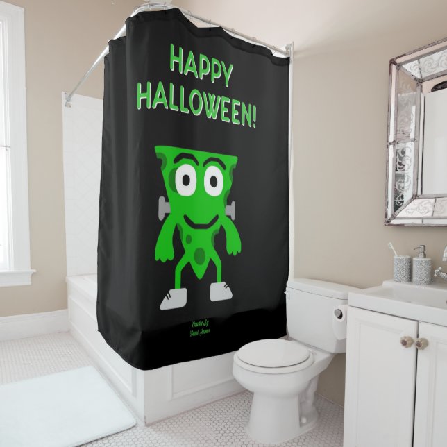 FrankenCheese Halloween Greetings Shower Curtain (In Situ)