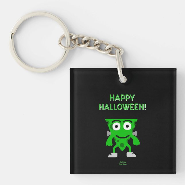 FrankenCheese Halloween Greetings Square Key Chain (Front)