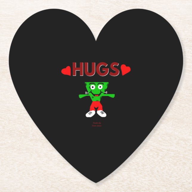 FrankenCheese Hugs Heart Paper Coaster (Front)