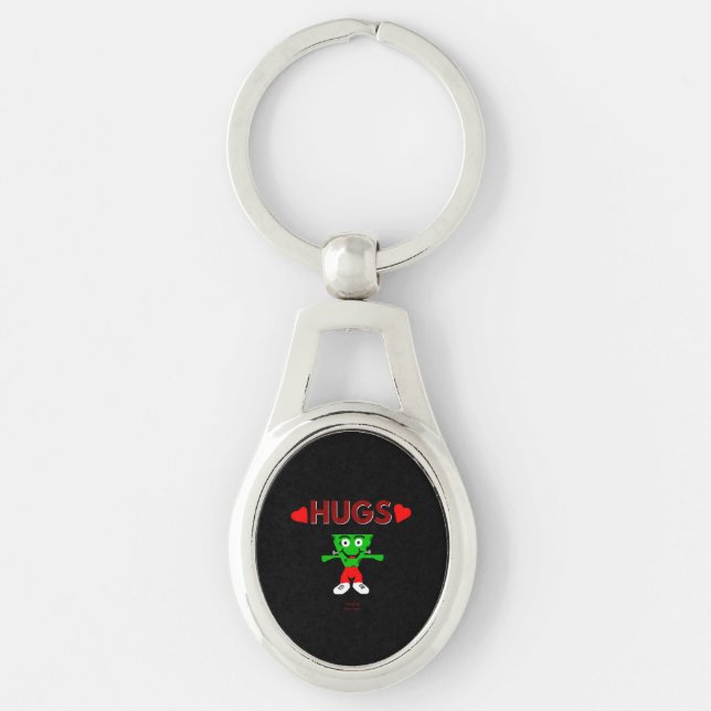 FrankenCheese Hugs Oval Keychain (Front)