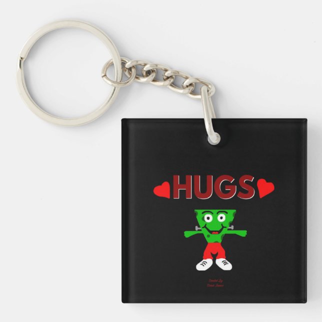 FrankenCheese Hugs Square Keychain (Front)