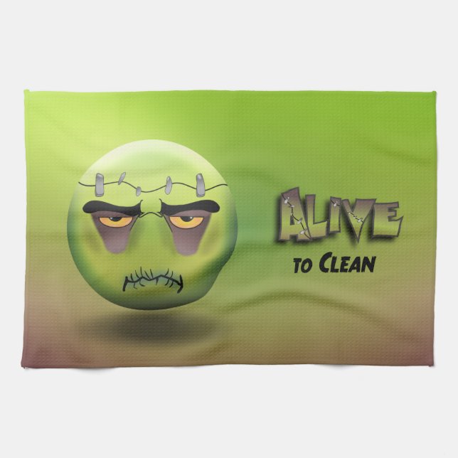 Frankenmoji Kitchen Linen Tea Towel (Horizontal)