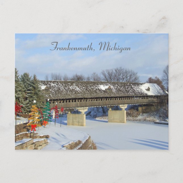 Frankenmuth Covered Wooden Bridge Michigan Postcard (Front)