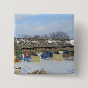 Frankenmuth Michigan Covered Wooden Bridge Button
