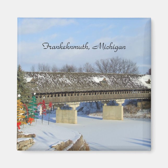 Frankenmuth Michigan Covered Wooden Bridge Magnet (Front)