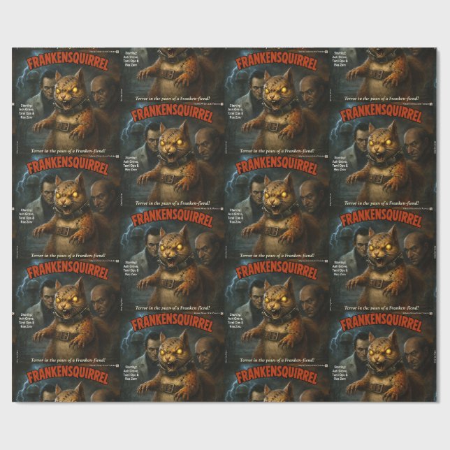 Frankensquirrel Classic Movie Parody Wrapping Paper (Flat)