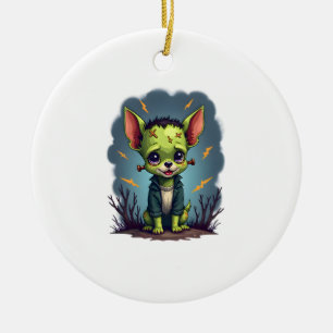 Frankenstein Chihuahua Shock Ceramic Tree Decoration