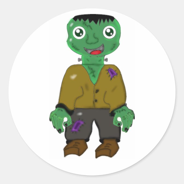 Frankenstein  classic round sticker (Front)