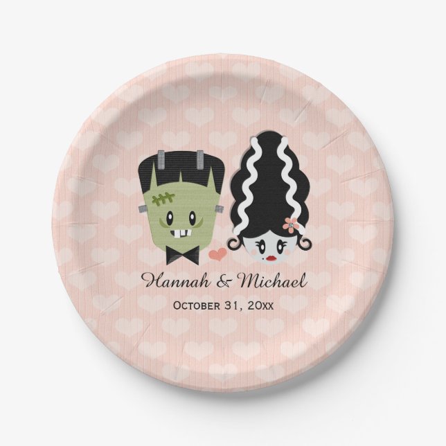 Frankenstein Couples Wedding Paper Plate (Front)