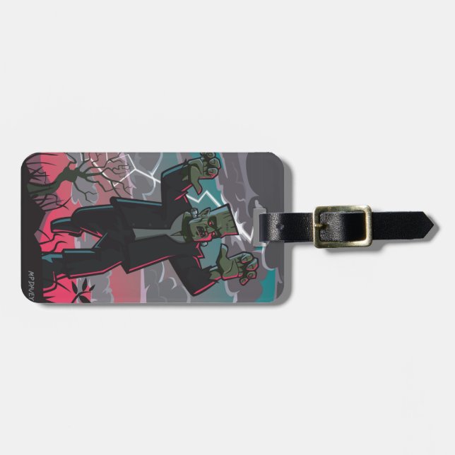 frankenstein creature in storm luggage tag (Front Horizontal)