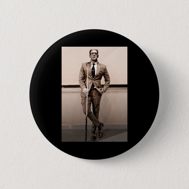 Frankenstein Dapper Frankenstein Monster In Suit H 6 Cm Round Badge (Front)