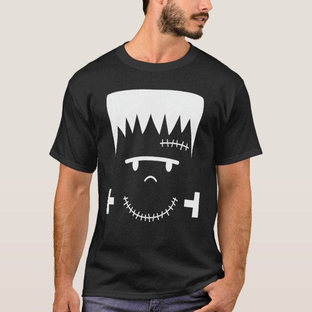 Frankenstein Face Funny Halloween Costume T-Shirt (Front)