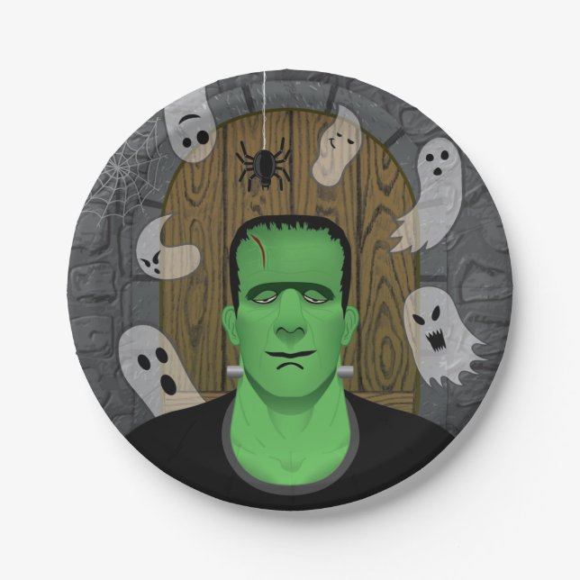 Frankenstein & Ghosts Paper Plate (Front)