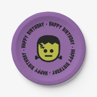 Frankenstein Halloween Birthday Paper plates