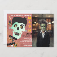 Frankenstein Halloween Birthday Photo Invitation