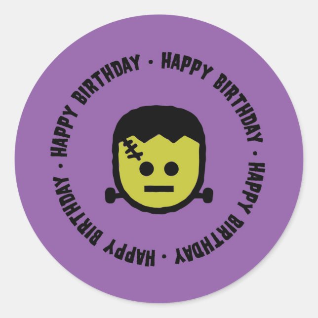 Frankenstein Halloween Birthday Stickers (Front)