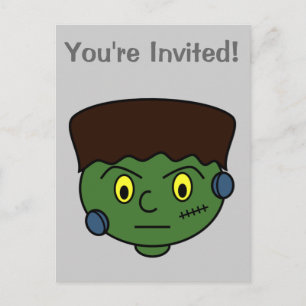 Frankenstein Halloween Cartoon Invitation Postcard