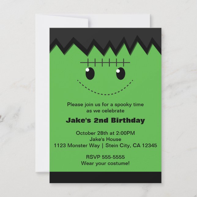 Frankenstein Halloween Cute Kids Party Invitation (Front)