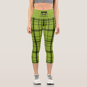 Frankenstein Halloween Face Capri Leggings