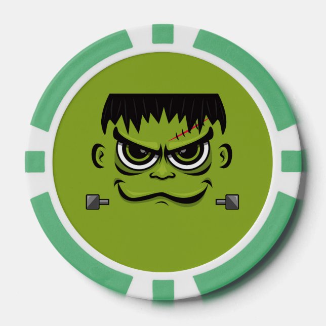 Frankenstein Halloween Face Poker Chips (Front)