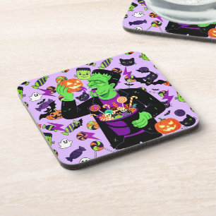 Frankenstein Halloween Illustration Creepy Cute Coaster